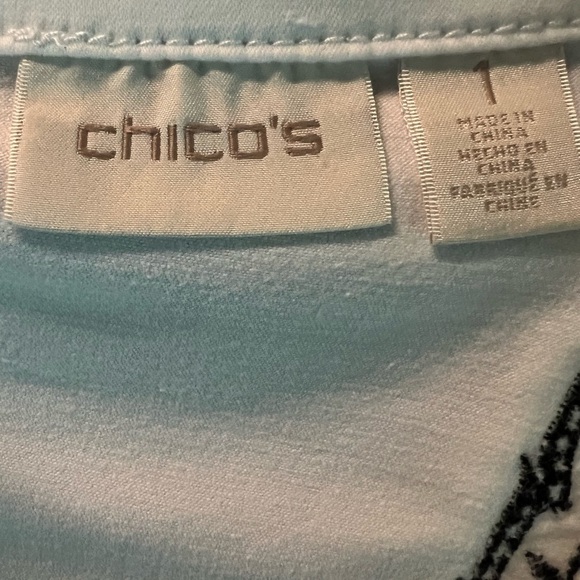 CHICO’S WOMENS WHITE JEAN JACKET SIZE 8-10 WITH PRETTY FLORAL ON BACK - Picture 12 of 12